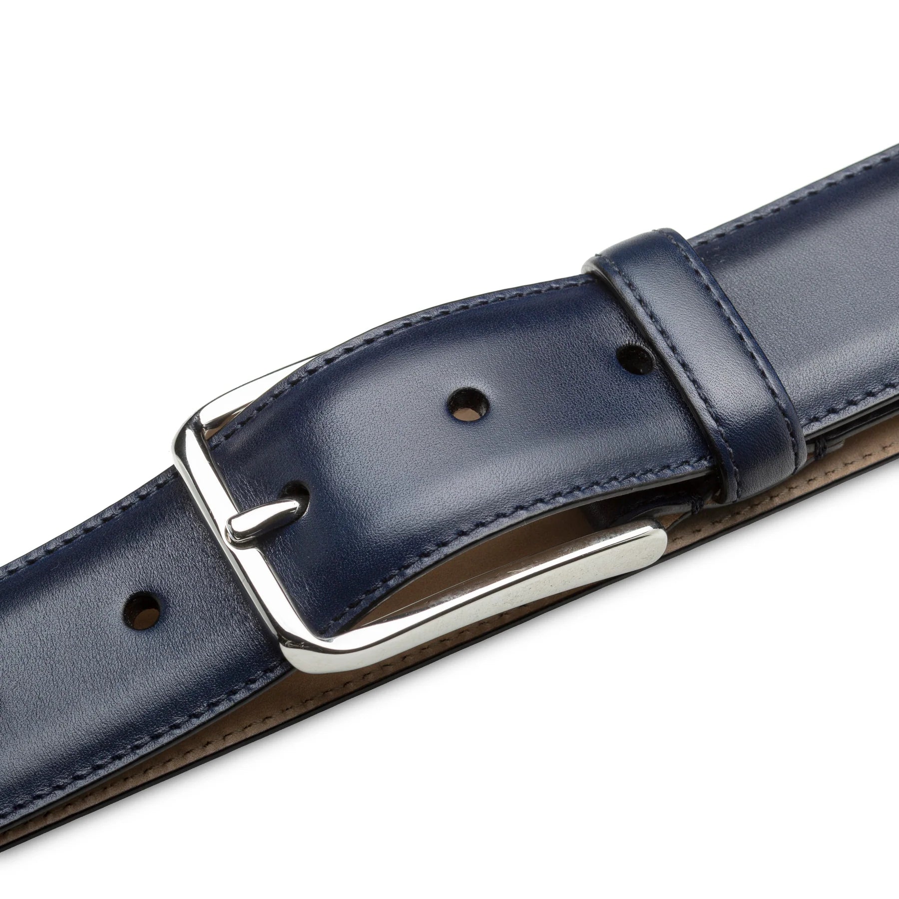 Mezlan AO11532 Center-Piped Blue Calfskin Belt