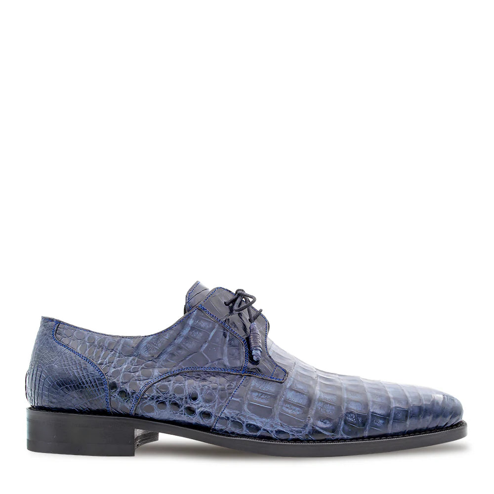 Mezlan Men's 13584-F Blue Crocodile Lace Up Anderson Oxfords