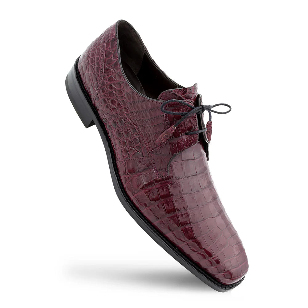 Mezlan Men's 13584-F Burgundy Crocodile Lace Up Anderson Oxfords