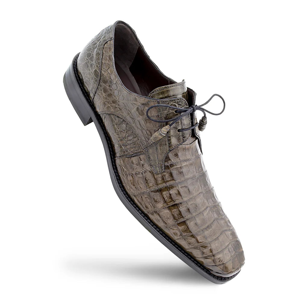 Mezlan Men's 13584-F Grey Crocodile Lace Up Anderson Oxfords