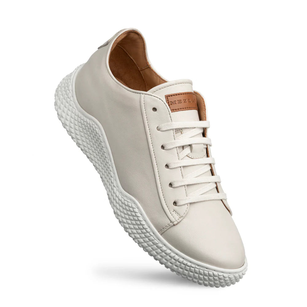 Mezlan A20604 Leather White Scallop Sole Sneakers