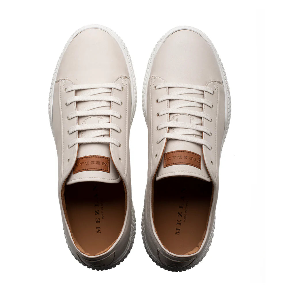 Mezlan A20604 Leather White Scallop Sole Sneakers