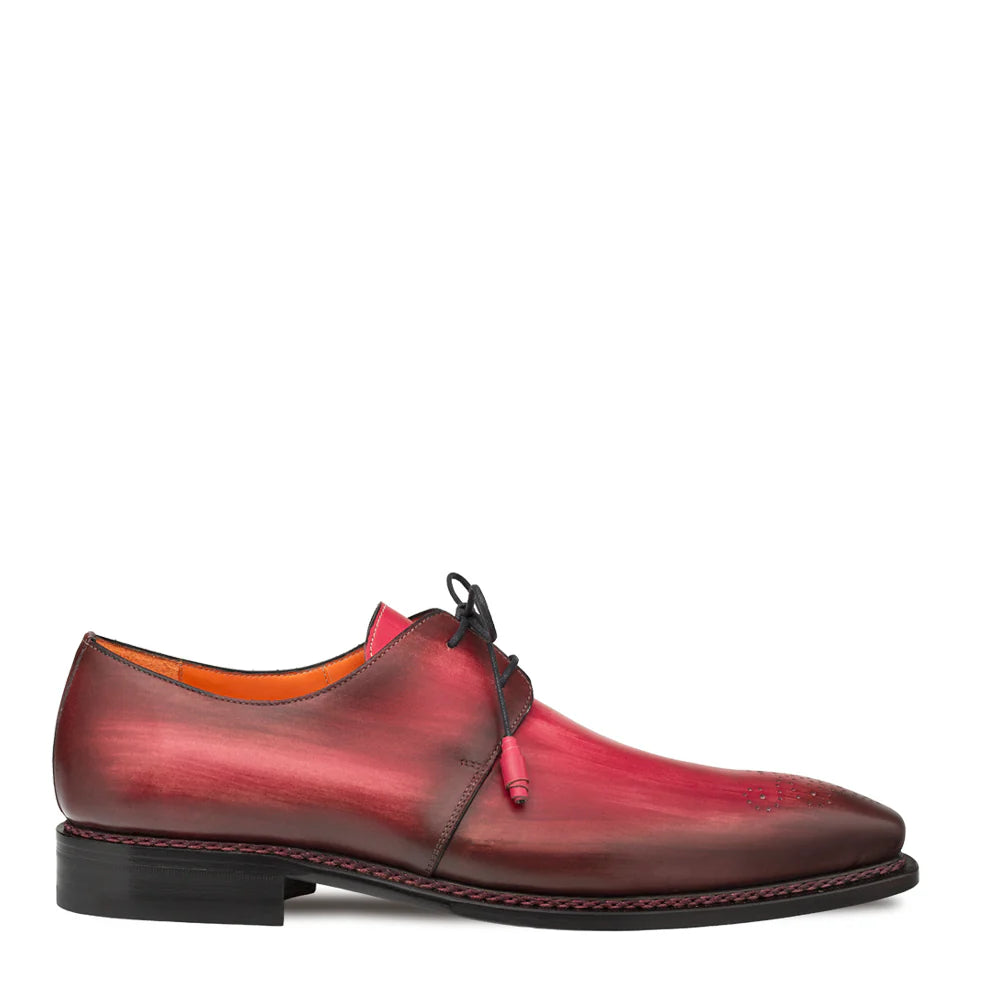 Mezlan Principe 20842 Burgundy/Rust Patina Leather Derby Oxfords