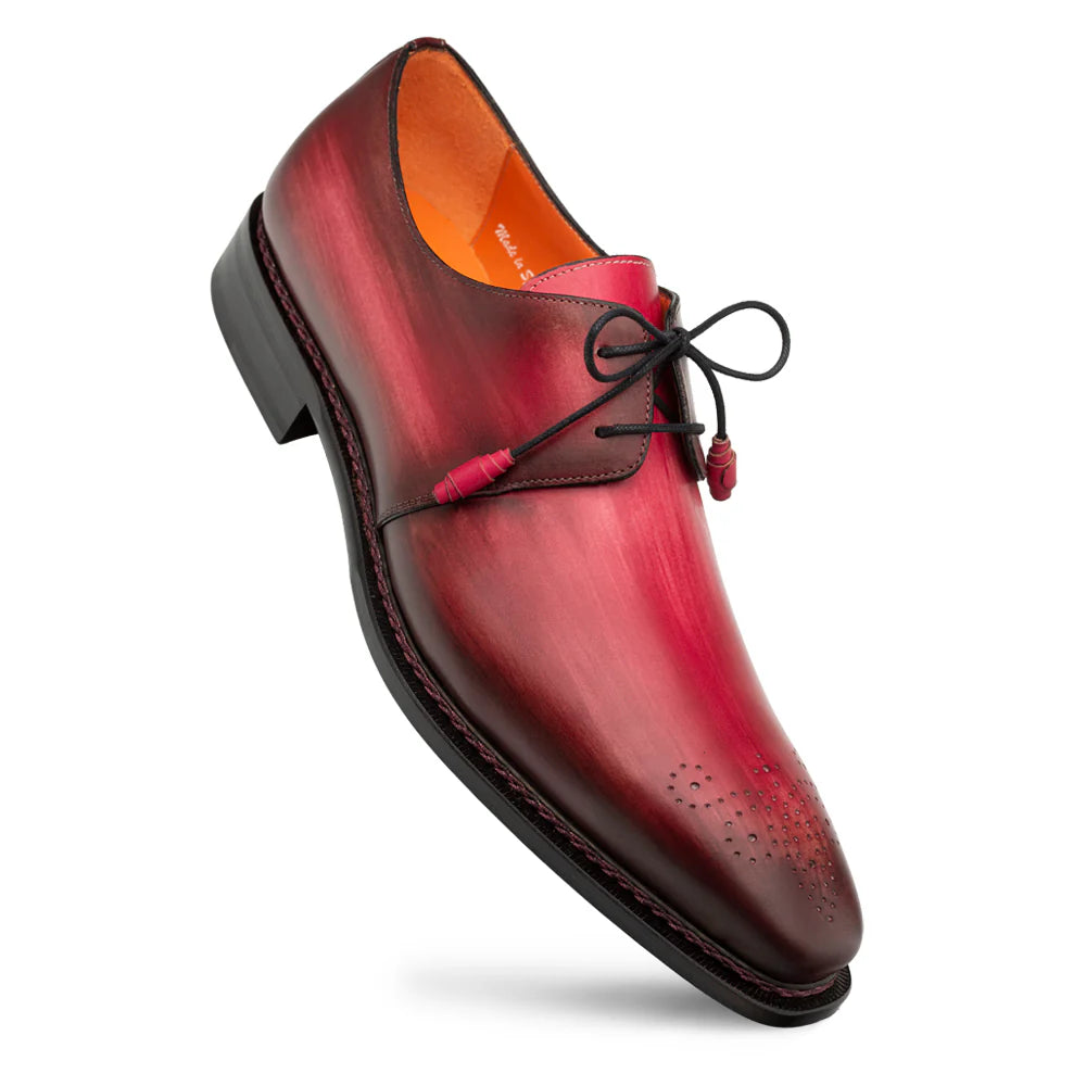 Mezlan Principe 20842 Burgundy/Rust Patina Leather Derby Oxfords