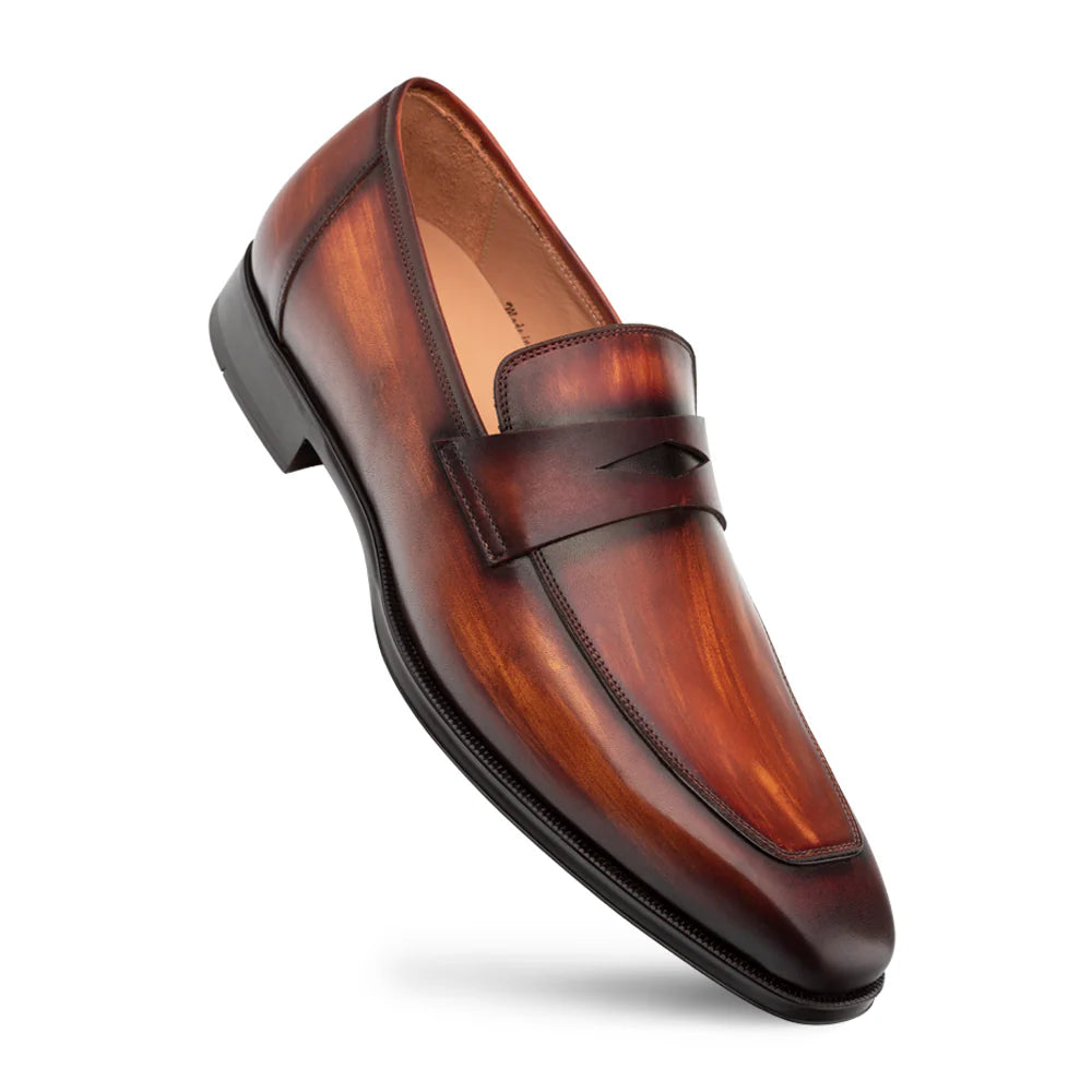 Mezlan Avenue 20910 Cognac/Rust  Rubber Sole Penny Loafers