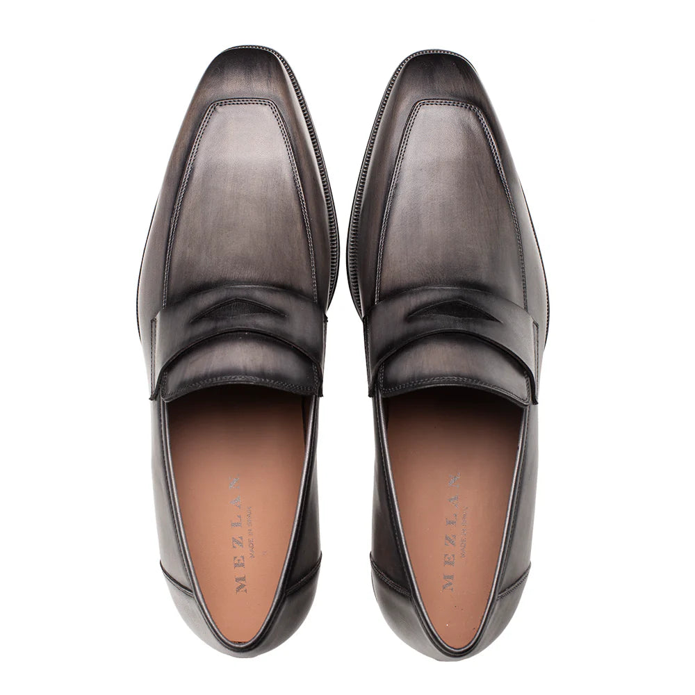 Mezlan Avenue 20910 Dark Grey Rubber Sole Penny Loafers