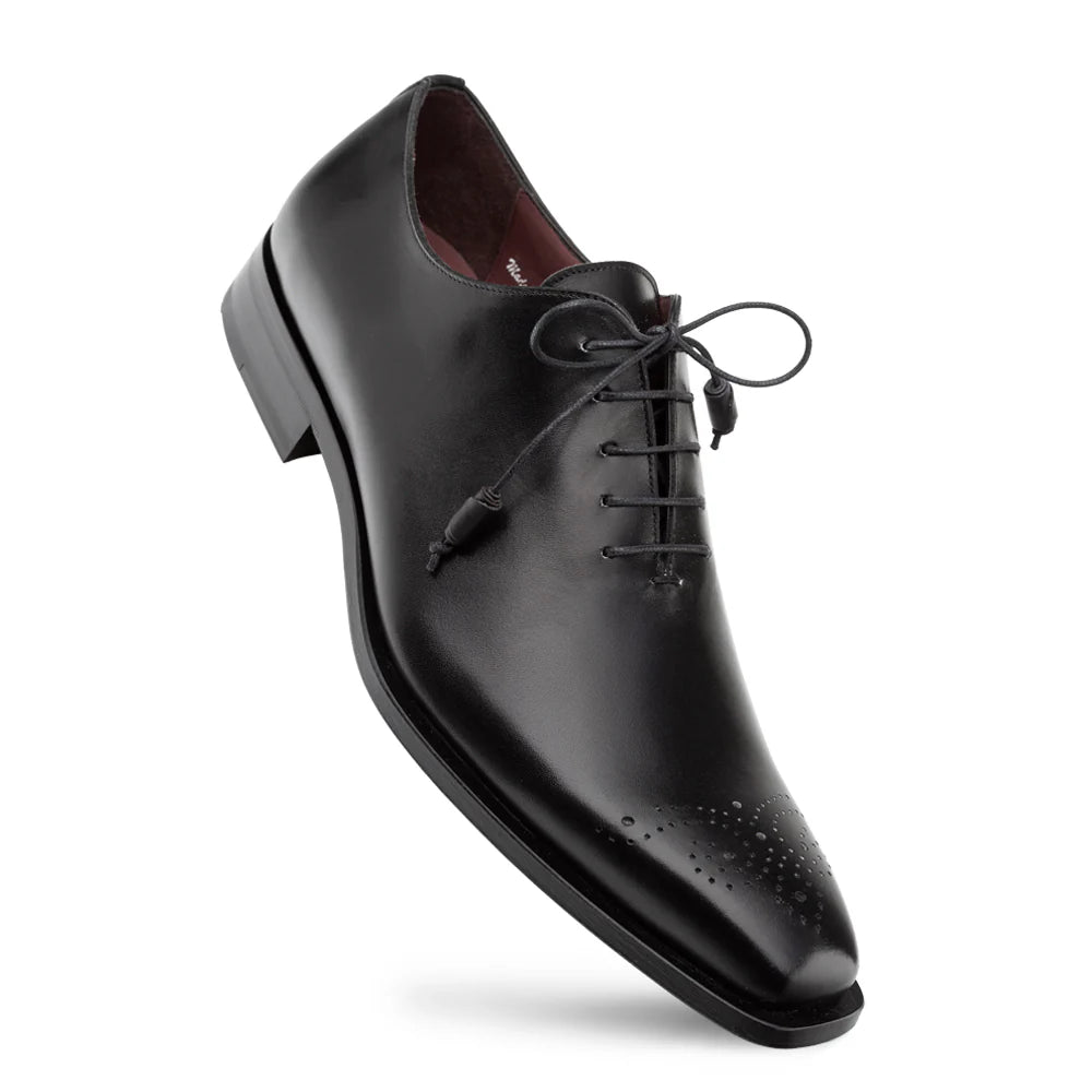 Mezlan Cupula Patina 20933 Black Leather Whole-Cut Oxfords