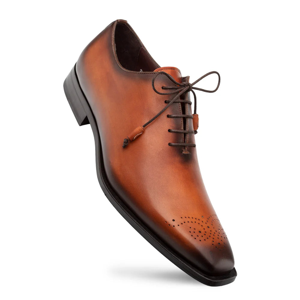 Mezlan Cupula 20933 Tan Patina  Leather Whole-Cut Oxford