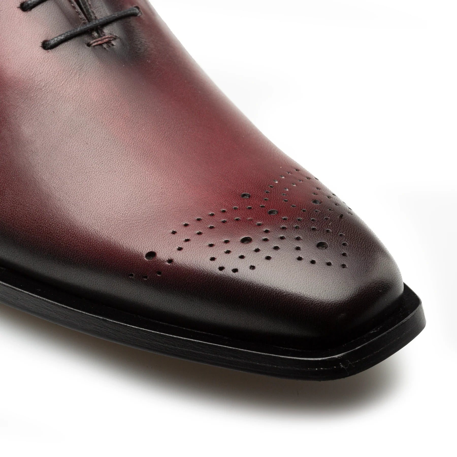 Mezlan Cupula 20933 Burgundy Patina Leather Whole-Cut Oxfords