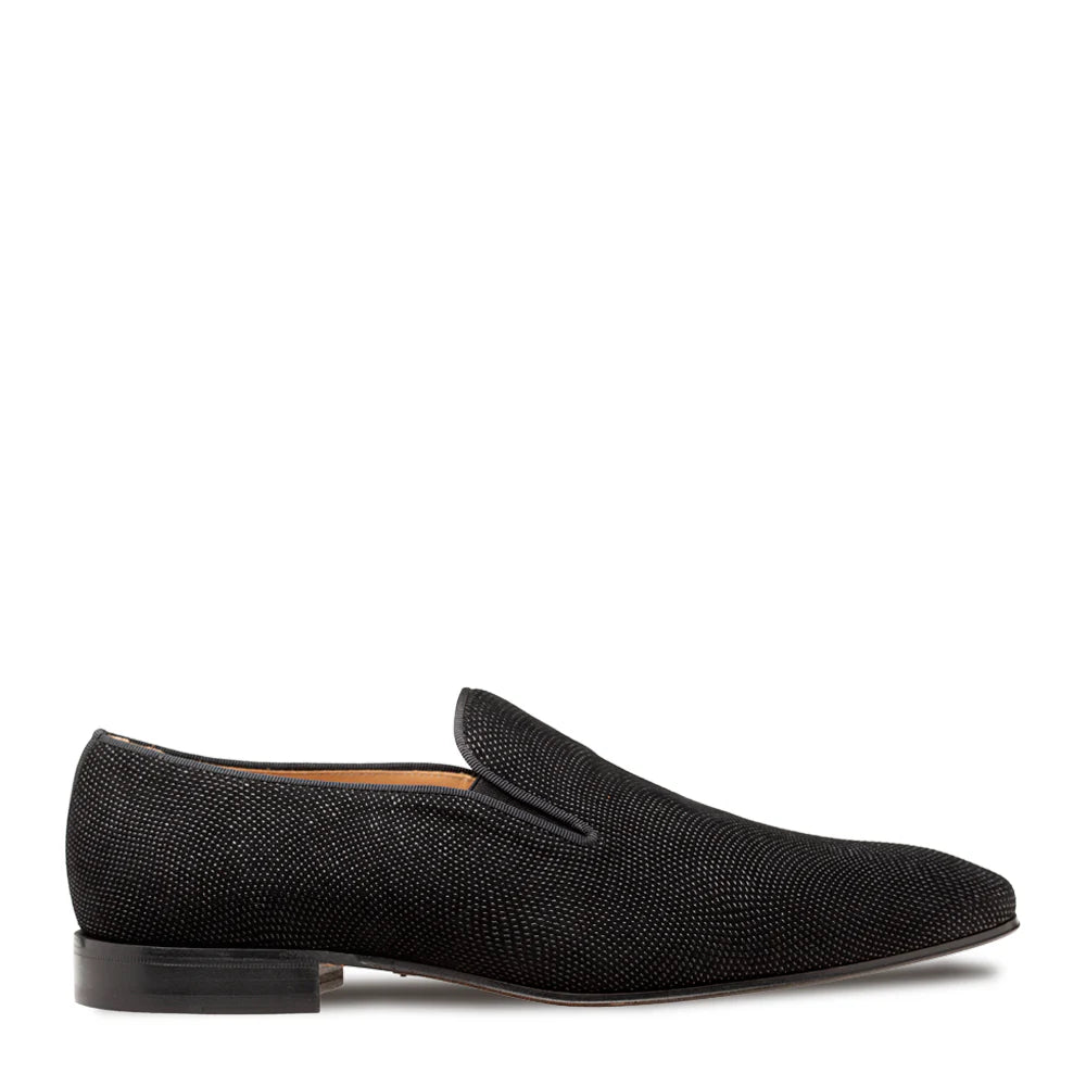 Mezlan Notte 20958 Black Glass Suede Slip On Loafers