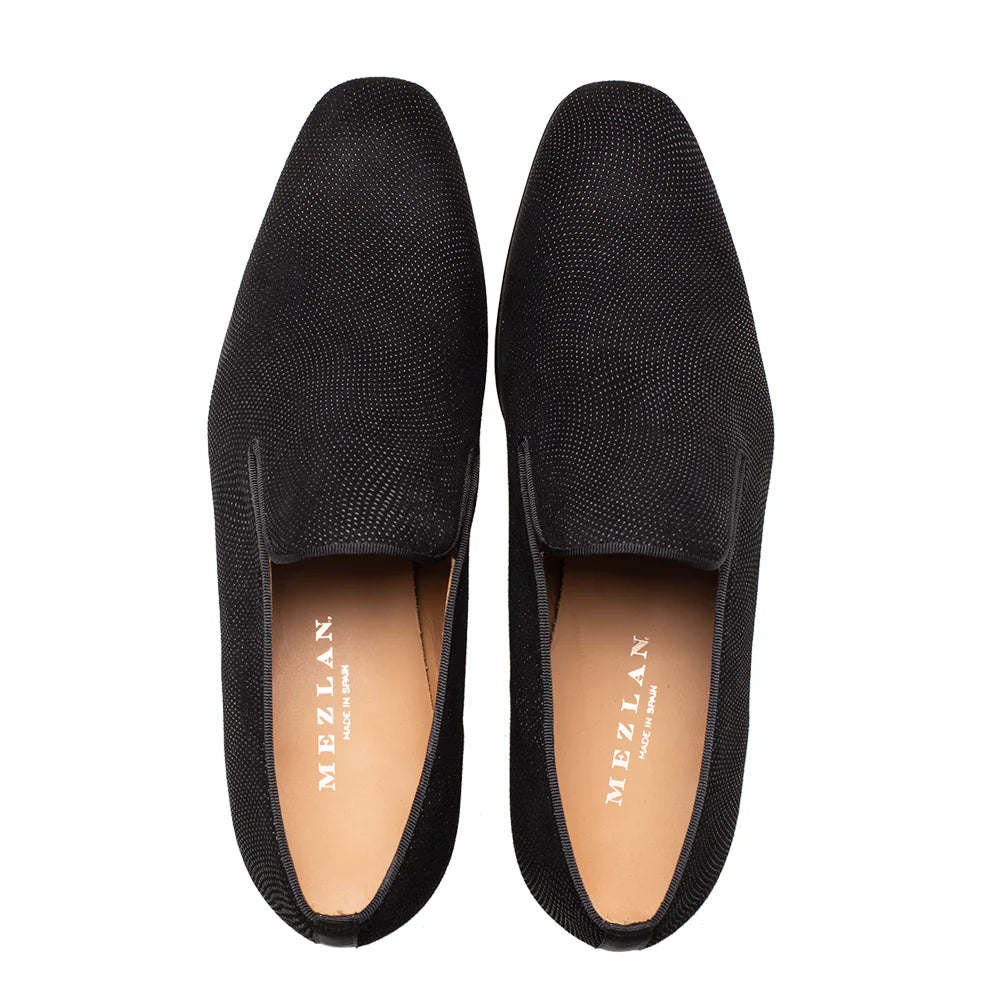 Mezlan Notte 20958 Black Glass Suede Slip On Loafers