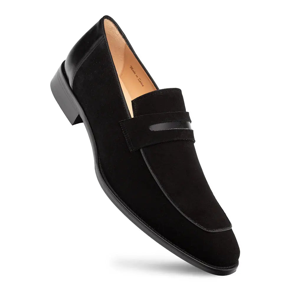 Mezlan Galeno 21247 Black Genuine Leather Suede Penny Loafers
