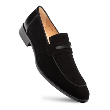Mezlan Galeno 21247 Black Genuine Leather Suede Penny Loafers