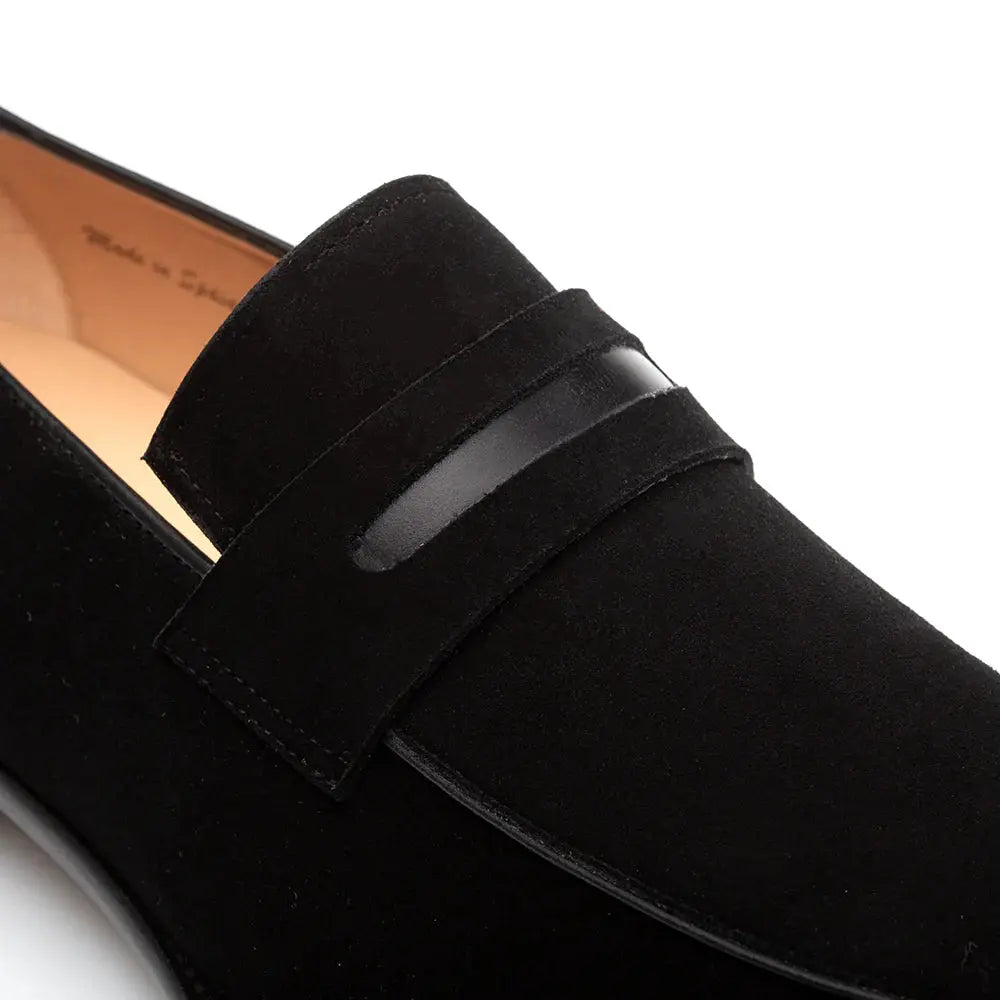 Mezlan Galeno 21247 Black Genuine Leather Suede Penny Loafers