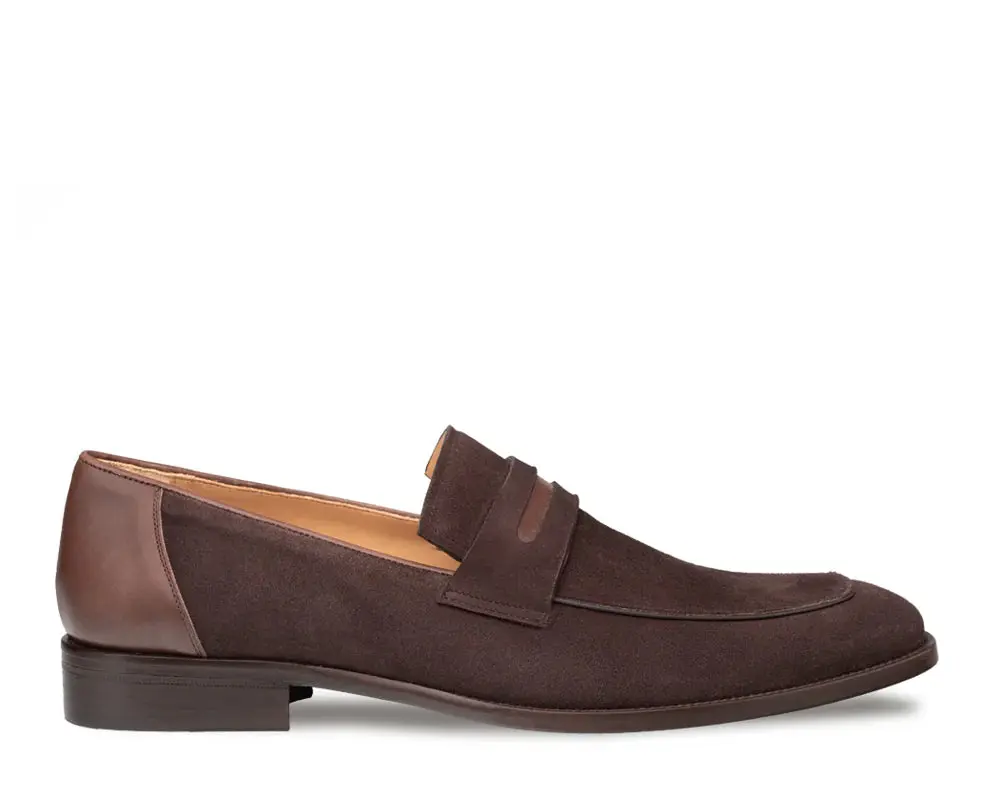 Mezlan Galeno 21247 Brown Genuine Leather Suede Penny Loafers