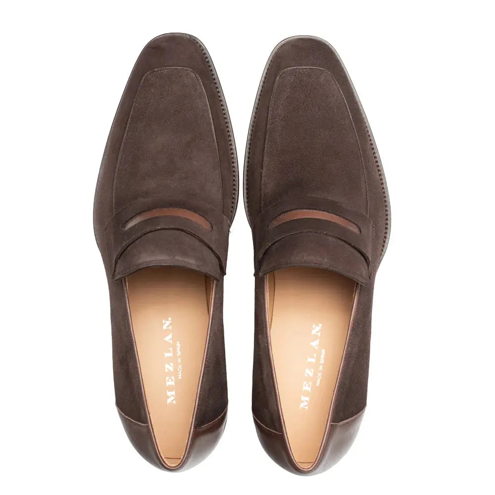Mezlan Galeno 21247 Brown Genuine Leather Suede Penny Loafers