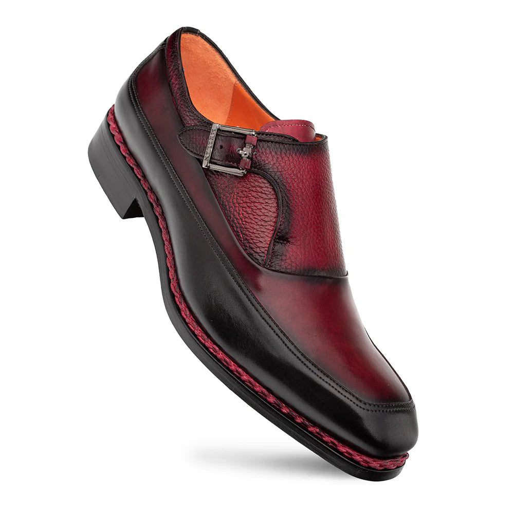 Mezlan Artesano 21261 Black/Burgundy Two-Toned Monk Straps