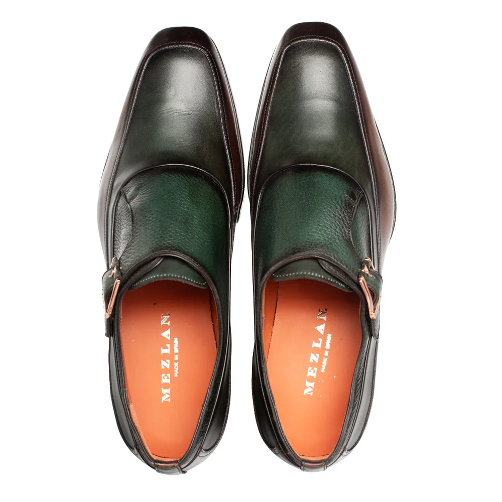 Mezlan Artesano 21261 Chocolate/Forest Two-Toned Monk Straps