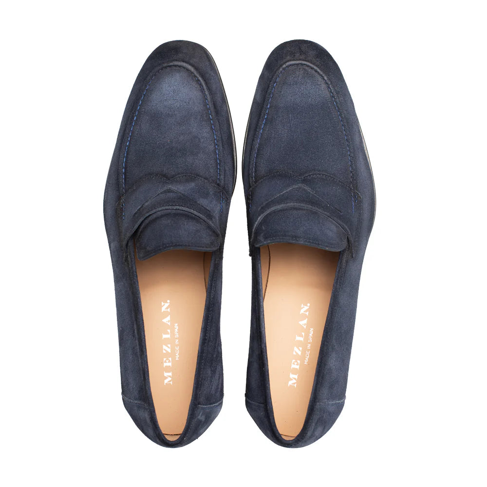 Mezlan Caro 21312 Navy Suede Penny Loafers