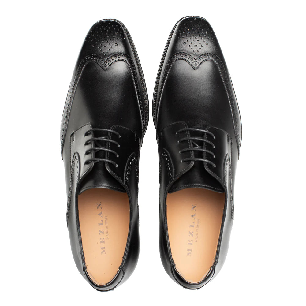 Mezlan Tasso 21315 Black Wing Tip Derby Oxfords