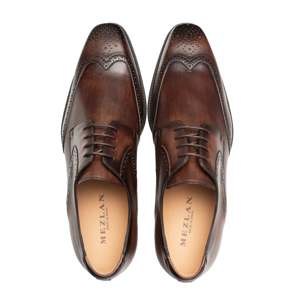 Mezlan Tasso 21315 Chestnut Wing Tip Derby Oxfords