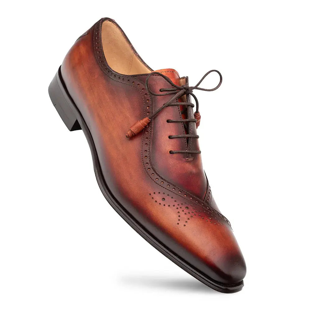 Mezlan Gasset 21341 Cognac Rust Genuine Wing Tip Oxfords