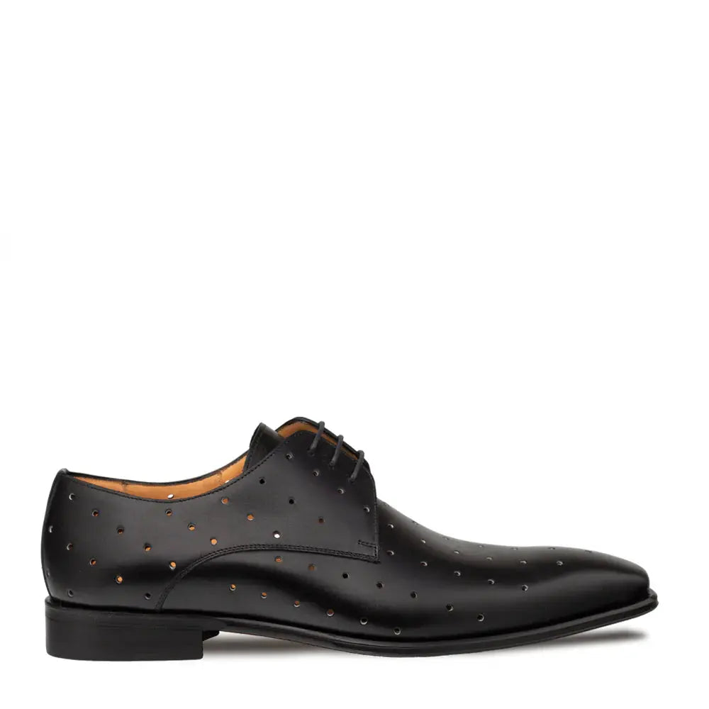 Mezlan R21545 Black Genuine Leather Perforated Plain Toe Oxfords