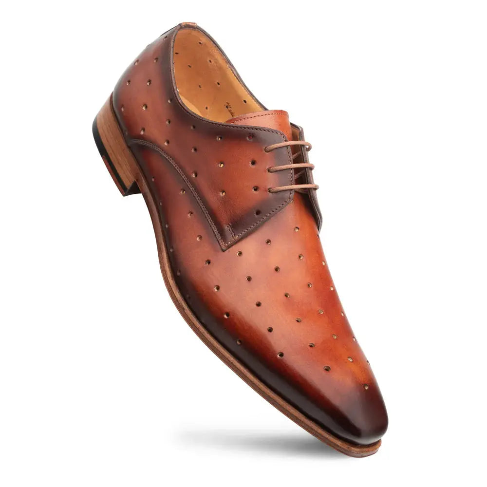 Mezlan R21545 Mahogany Genuine Leather Perforated Plain Toe Oxfords