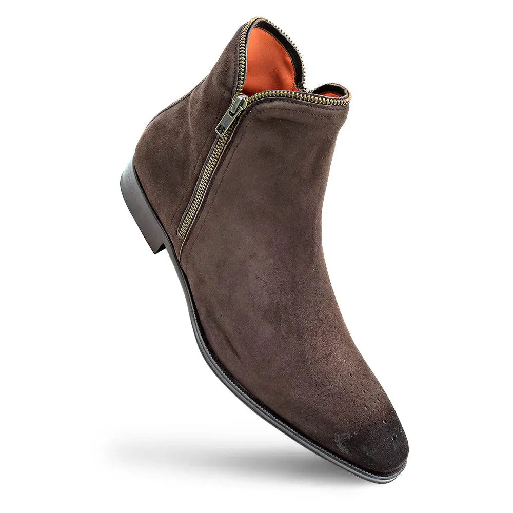 Mezlan Moretti 21686 Brown Genuine Leather Suede Zip Boots
