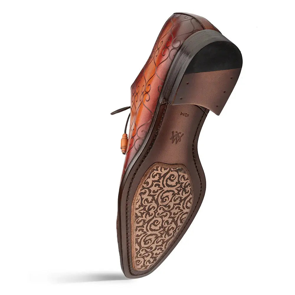 Mezlan Tribeca 21691 Cognac/Rust Genuine Leather Laser Print Oxfords