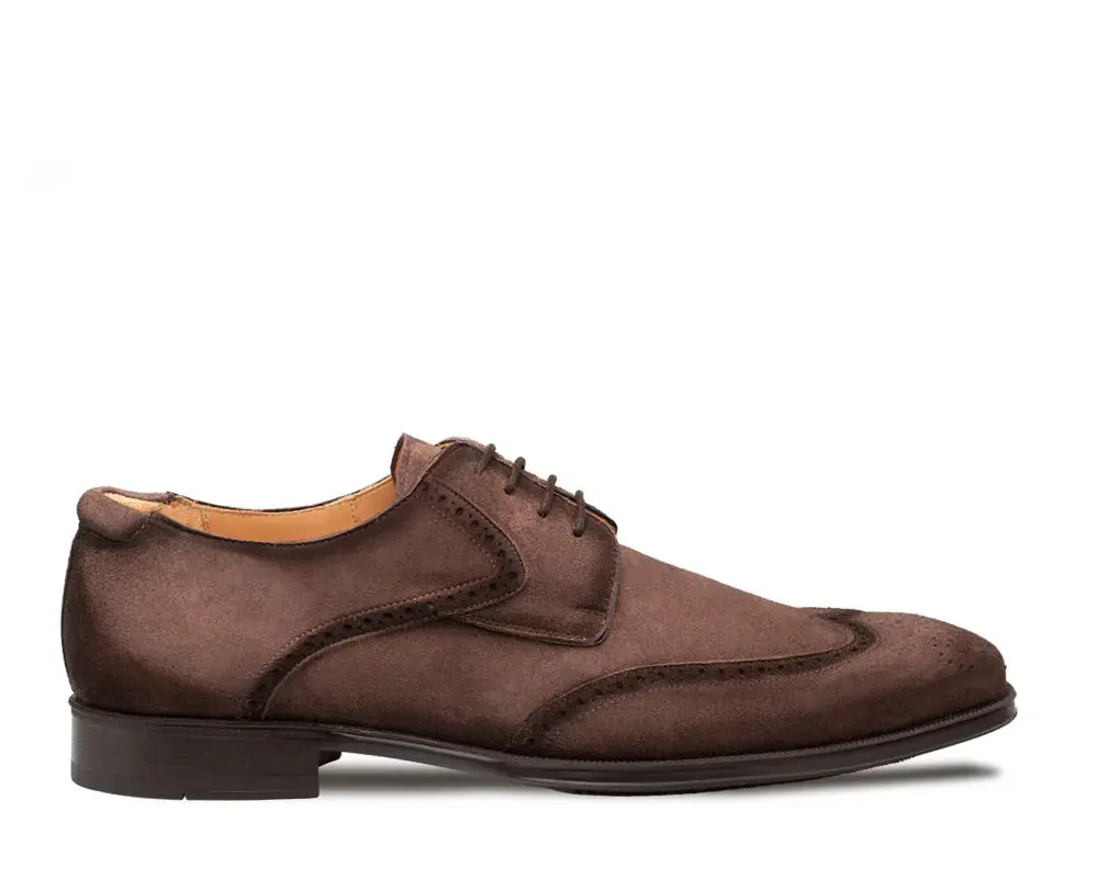 Mezlan Benante 21715 Brown Genuine Leather Suede Wing Tip Oxfords