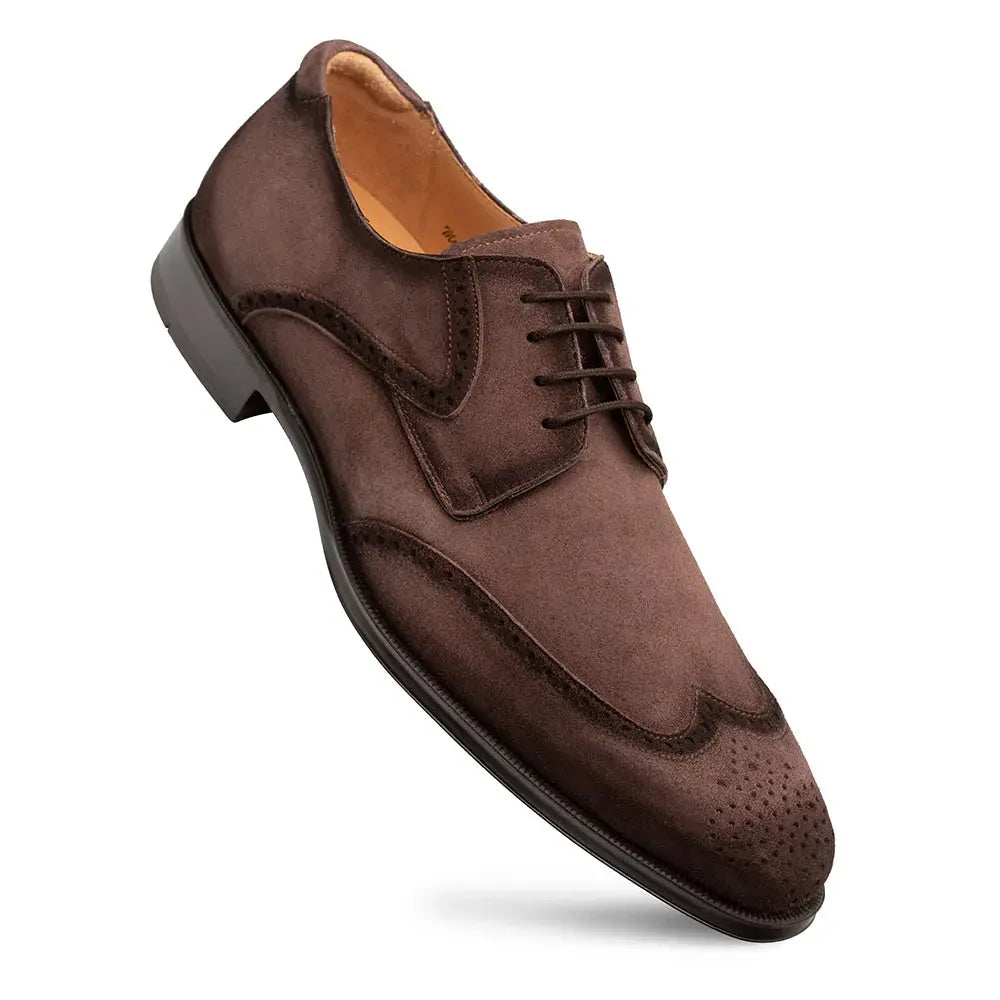 Mezlan Benante 21715 Brown Genuine Leather Suede Wing Tip Oxfords