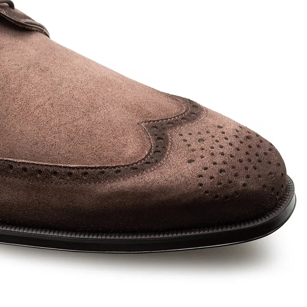 Mezlan Benante 21715 Brown Genuine Leather Suede Wing Tip Oxfords