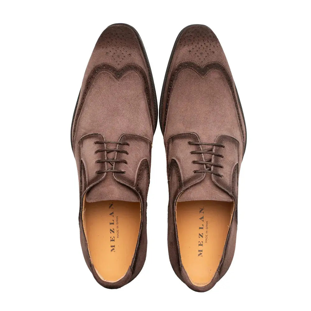 Mezlan Benante 21715 Brown Genuine Leather Suede Wing Tip Oxfords