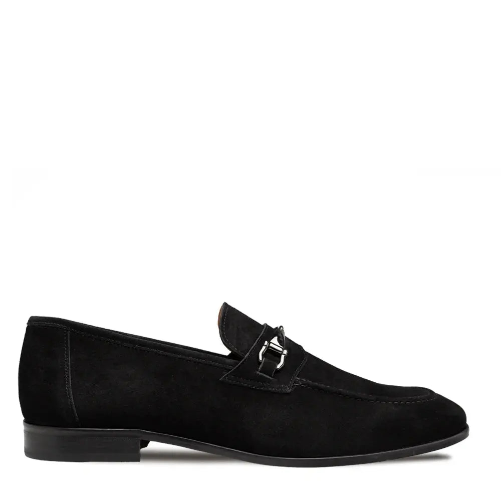 Mezlan Bracco 21735 Black Genuine Leather Suede Ornament Loafers