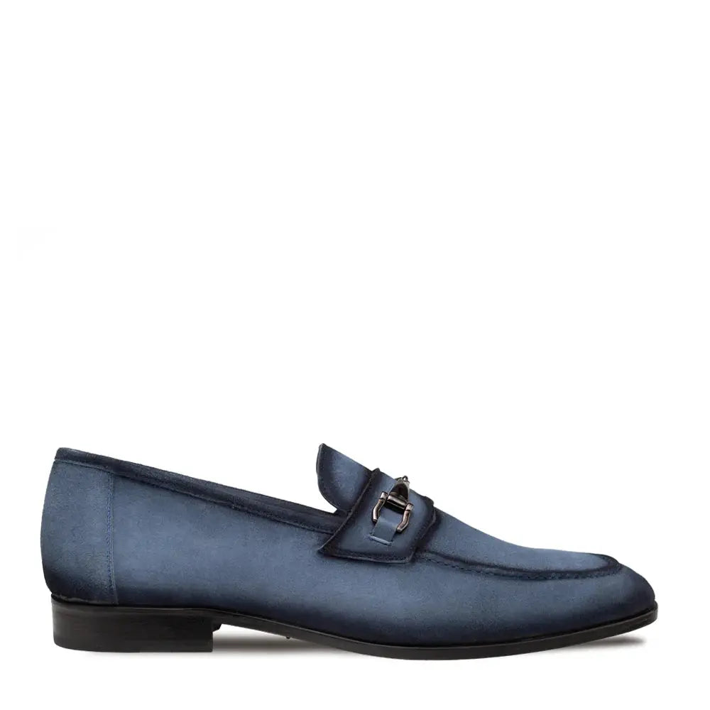 Mezlan Bracco 21735 Blue Genuine Leather Suede Ornament Loafers