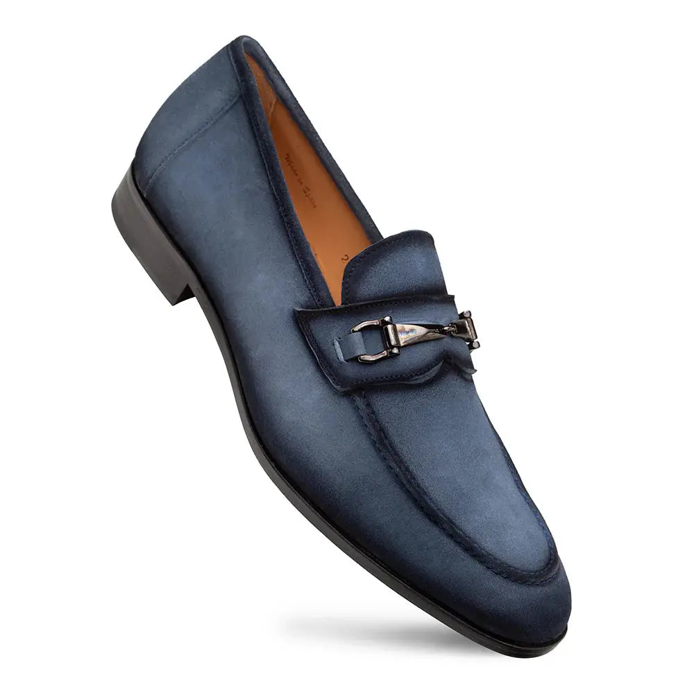 Mezlan Bracco 21735 Blue Genuine Leather Suede Ornament Loafers