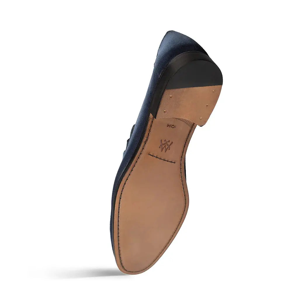Mezlan Bracco 21735 Blue Genuine Leather Suede Ornament Loafers