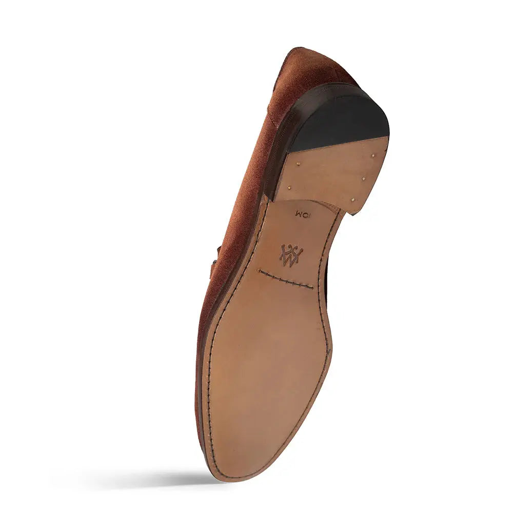 Mezlan Bracco 21735 Tan Genuine Leather Suede Ornament Loafers