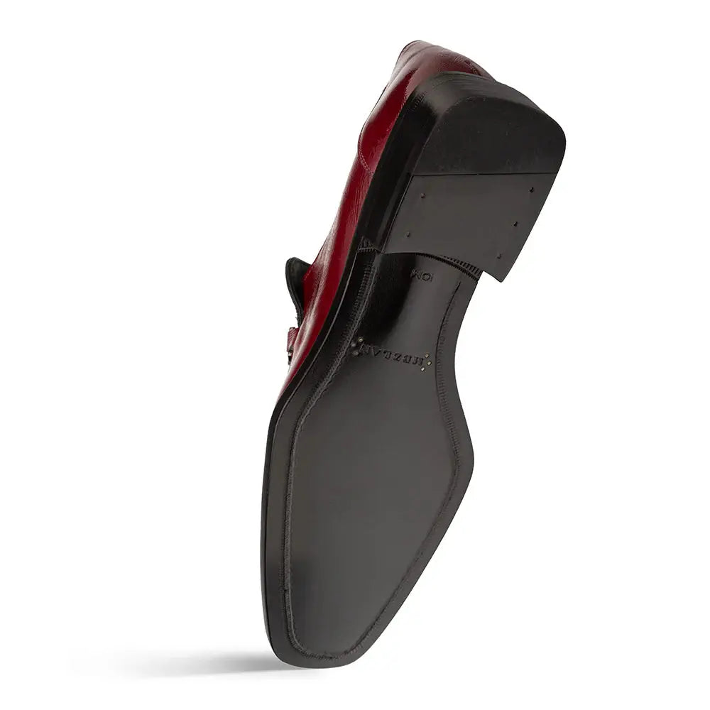 Mezlan Accola 21738 Burgundy Genuine Leather Textured Slip On Loafers