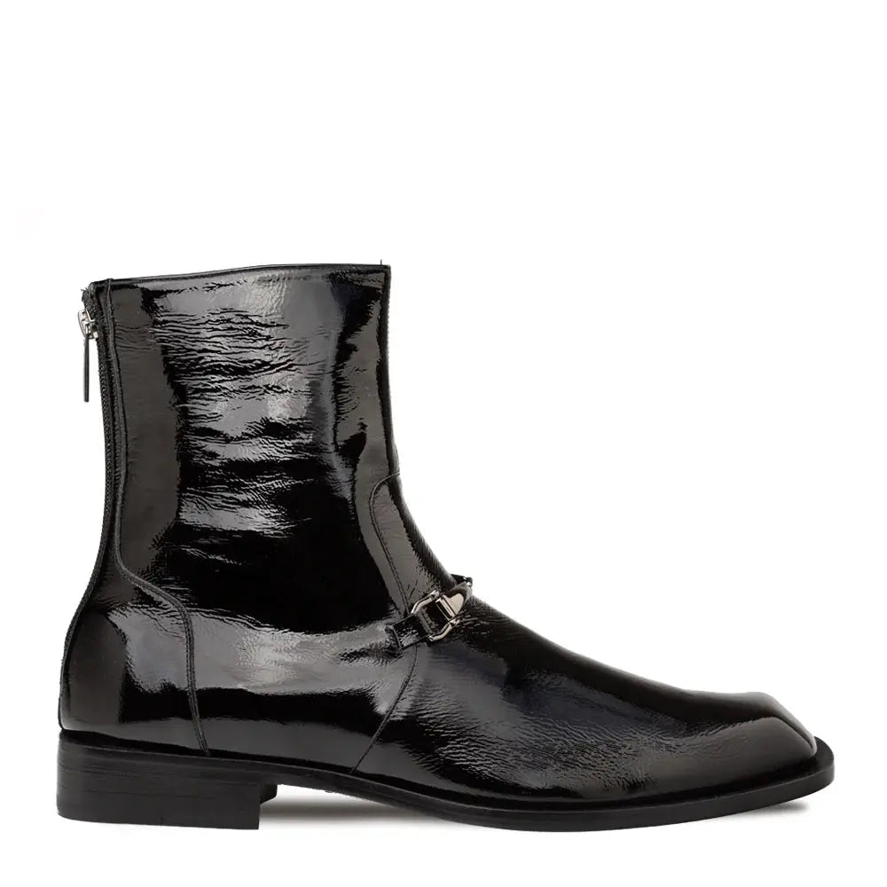 Mezlan Buscemi 21739 Black Genuine Leather Hi-Shine Ornament Boots