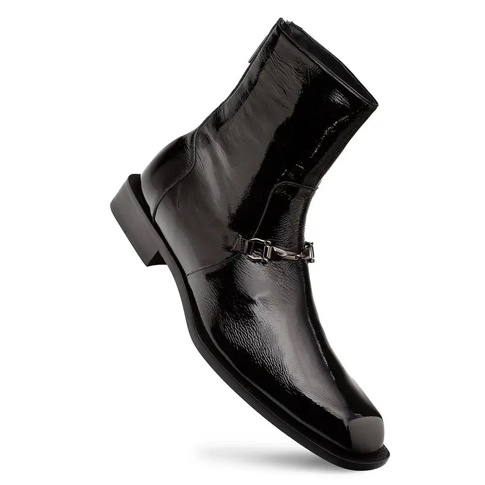 Mezlan Buscemi 21739 Black Genuine Leather Hi-Shine Ornament Boots