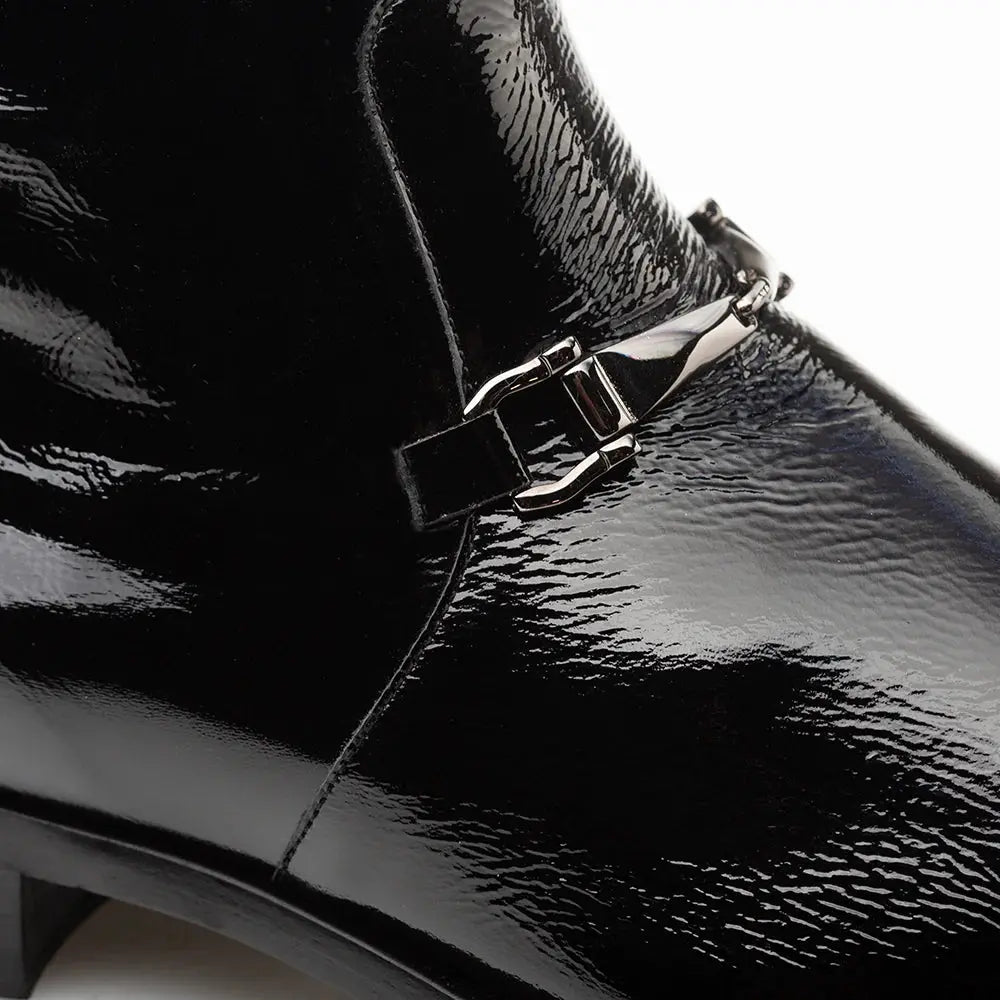 Mezlan Buscemi 21739 Black Genuine Leather Hi-Shine Ornament Boots