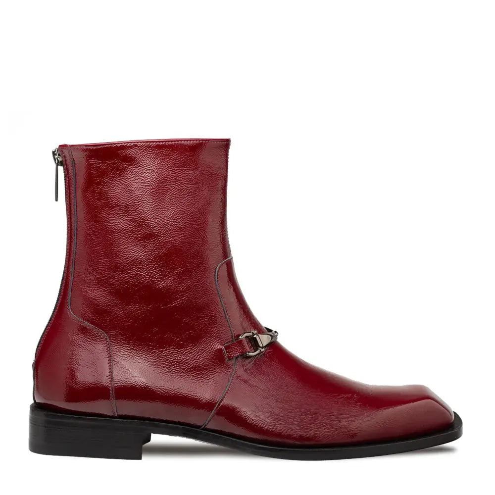 Mezlan Buscemi 21739 Burgundy Genuine Leather Hi-Shine Ornament Boots