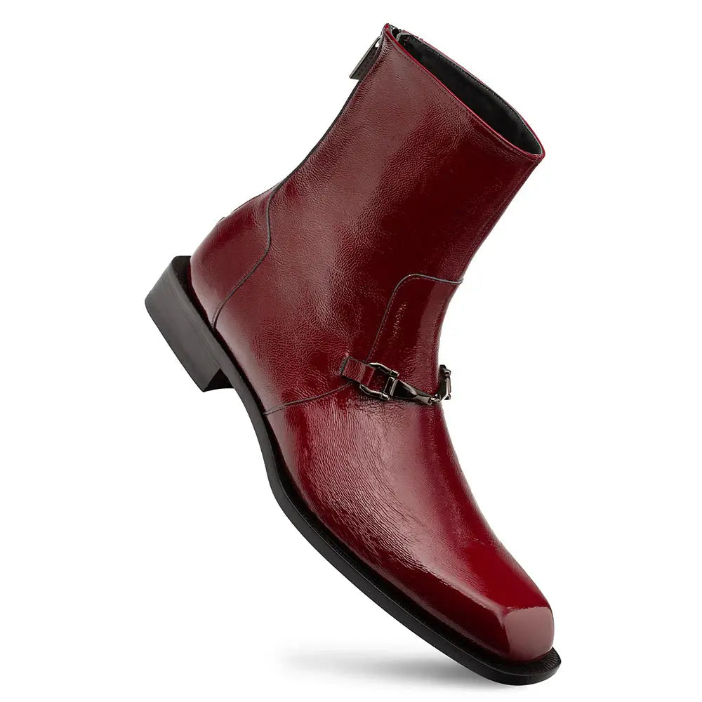 Mezlan Buscemi 21739 Burgundy Genuine Leather Hi-Shine Ornament Boots