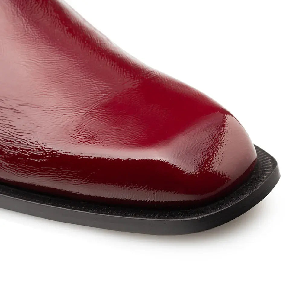 Mezlan Buscemi 21739 Burgundy Genuine Leather Hi-Shine Ornament Boots