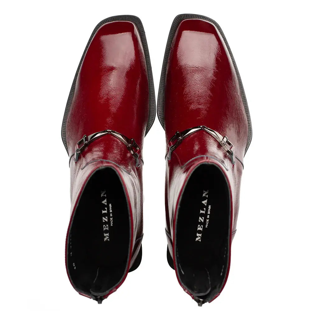 Mezlan Buscemi 21739 Burgundy Genuine Leather Hi-Shine Ornament Boots