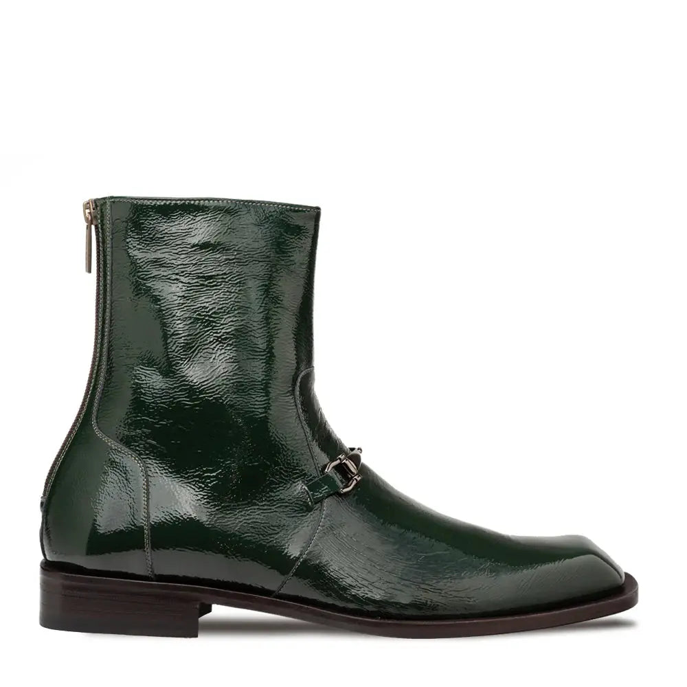 Mezlan Buscemi 21739 Green Genuine Leather Hi-Shine Ornament Boots