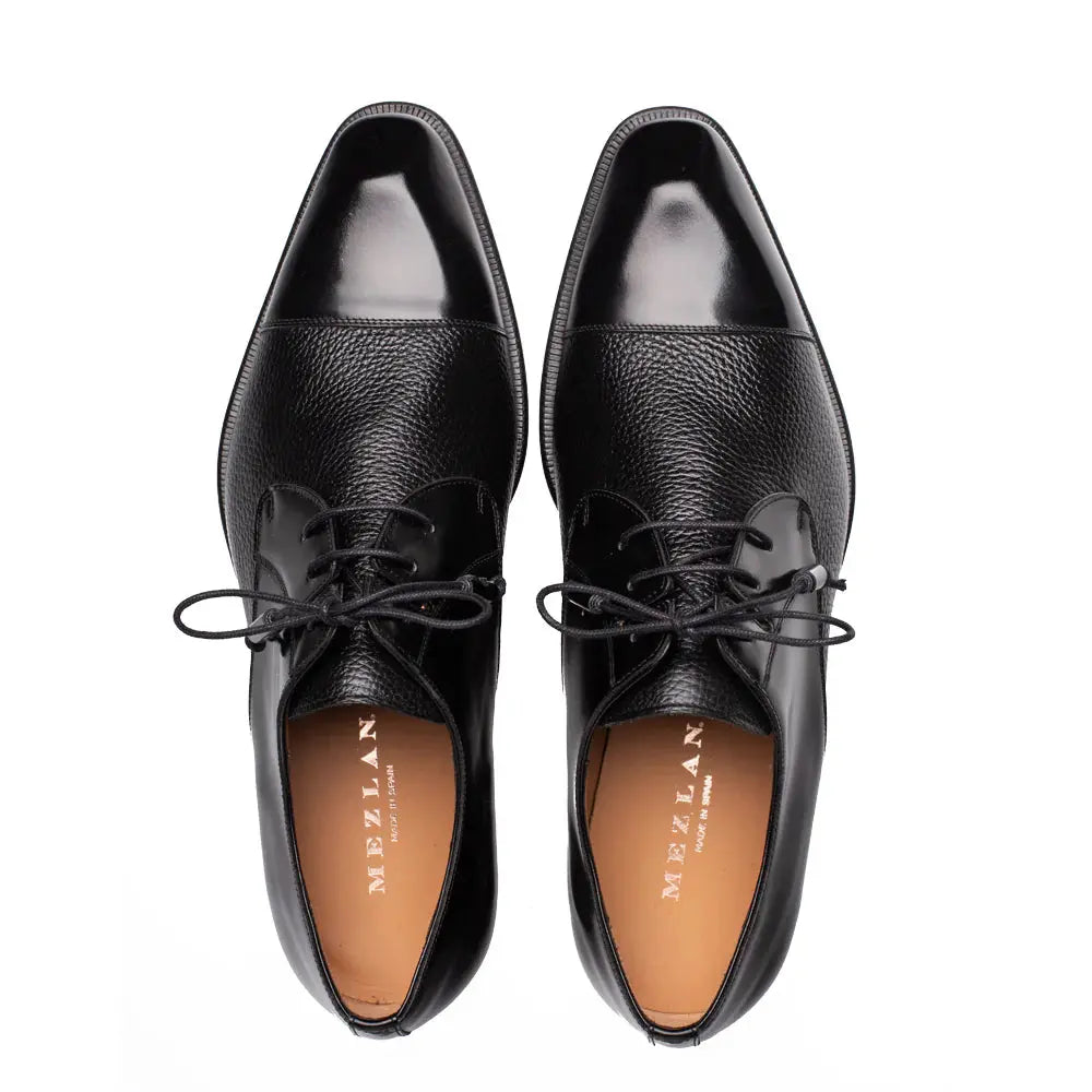 Mezlan Capello 21744 Black Genuine Leather Hi-Shine/Calf Oxfords
