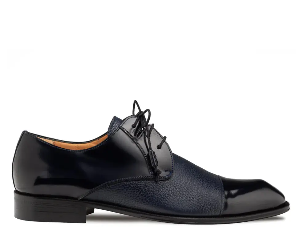 Mezlan Capello 21744 Blue Genuine Leather Hi-Shine/Calf Oxfords